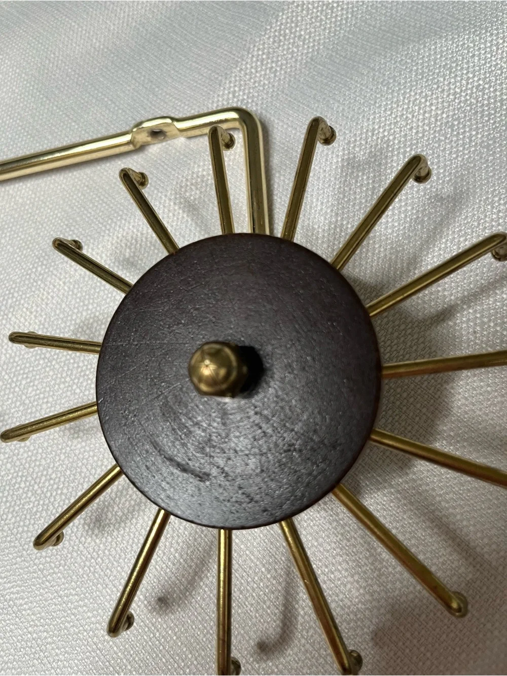 Vintage Spinning Tie Rack Closet Accessory Wood and Brass Organizer